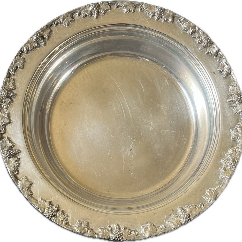 Vintage-Inspired Silver Plate with Ornate Detailing 11 1/2”